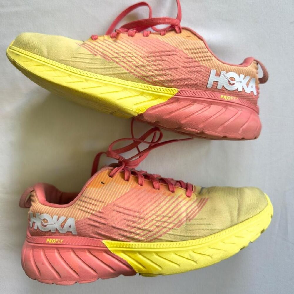 Hoka-one-one Women's Pink and Yellow Trainers